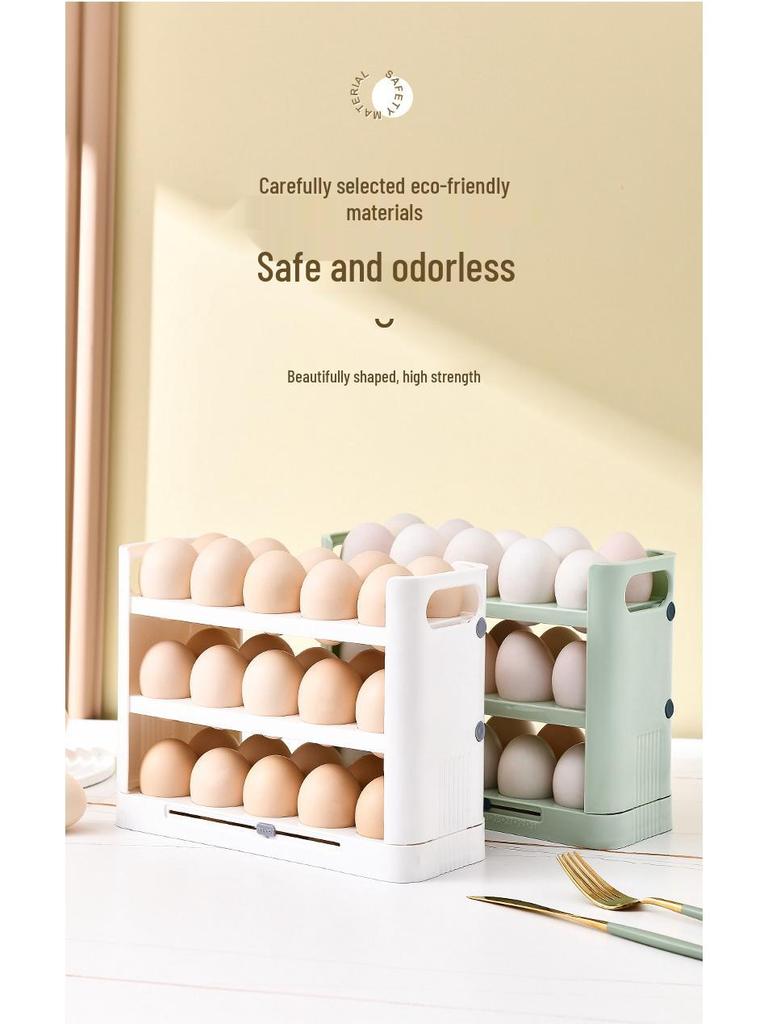 Wendebarer dreilagiger Eierhalter: 30-Eier-Aufbewahrungsbox für Küche und Kühlschrank