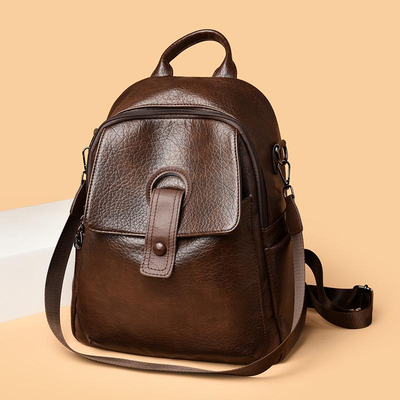 Fashion Women's Black Backpack Student School Bag Female Multi-functional Shoulder Bag Ladies Casual Travel Commuting Rucksack