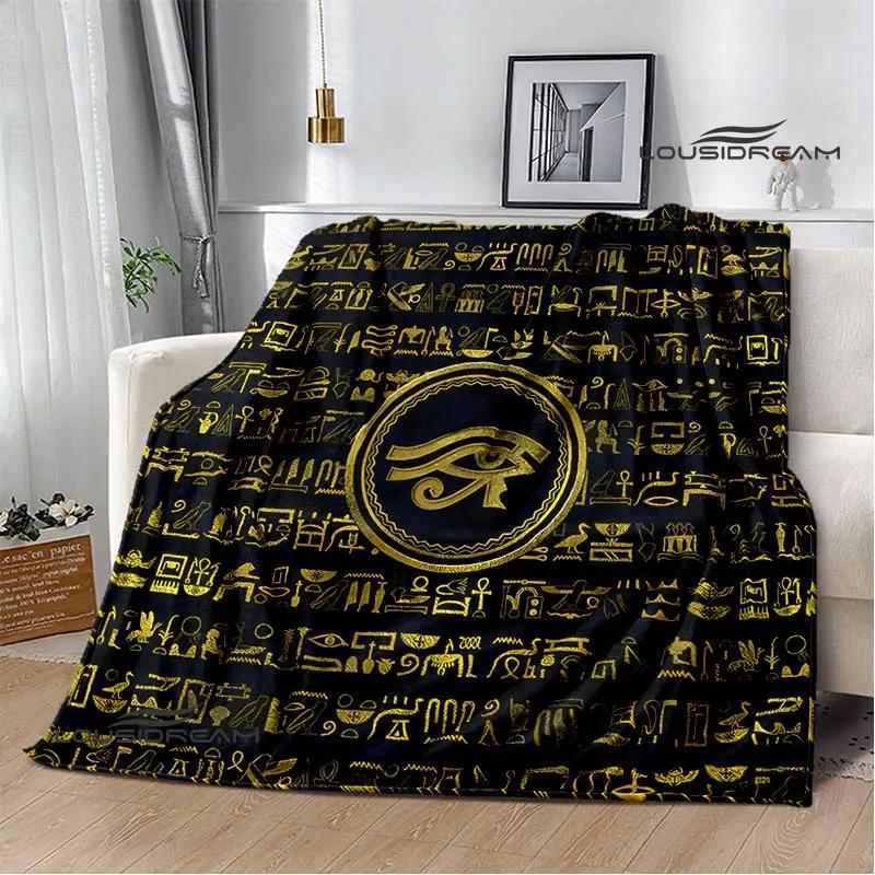 Egyptian Pictograph Symbol Printed Blanket Picnic Blanket Warm Flannel Blankets Home Bed Linings Blankets for Beds Birthday Gift