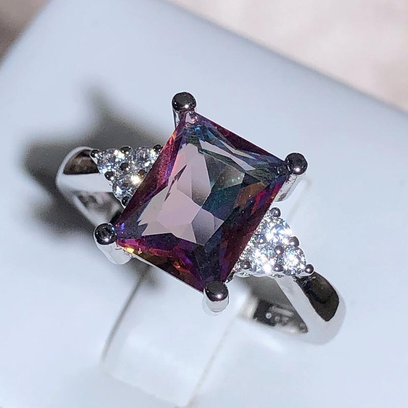 

New Dazzling Square Zircon Ring Women Stamp Flash Zircon Jewelry Party Wedding Birthday Gift 10
