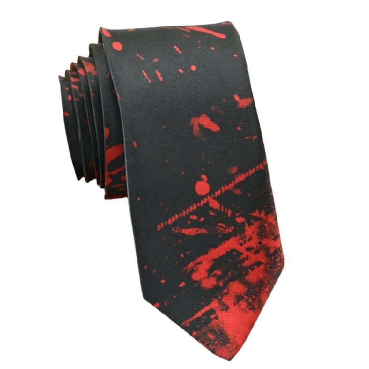 Halloween Punk Theme Necktie with Scary Theme Pattern Cosplay Event Costume Accessory Neckwear for Suit And Party Wear