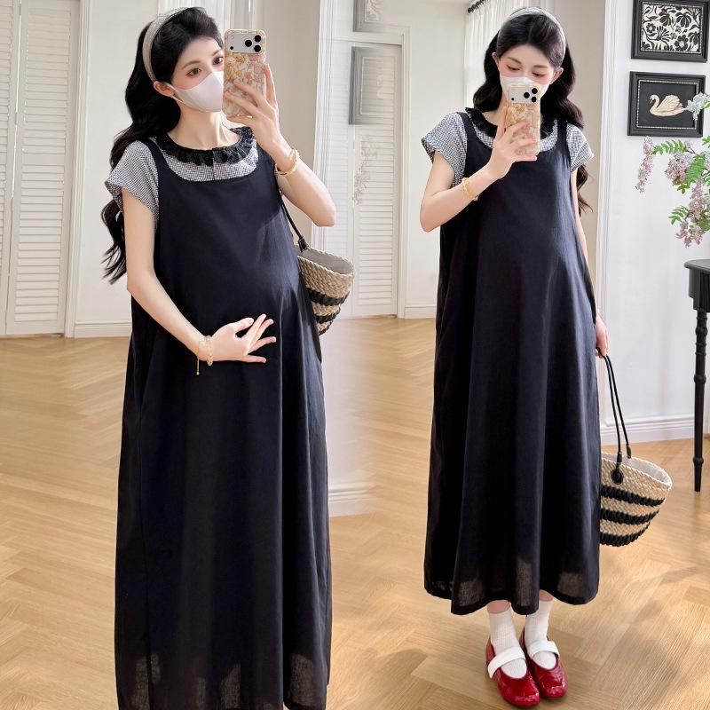 Real Shot 2026 Korean Style Chic Plaid Shirt & Tank Dress Set L