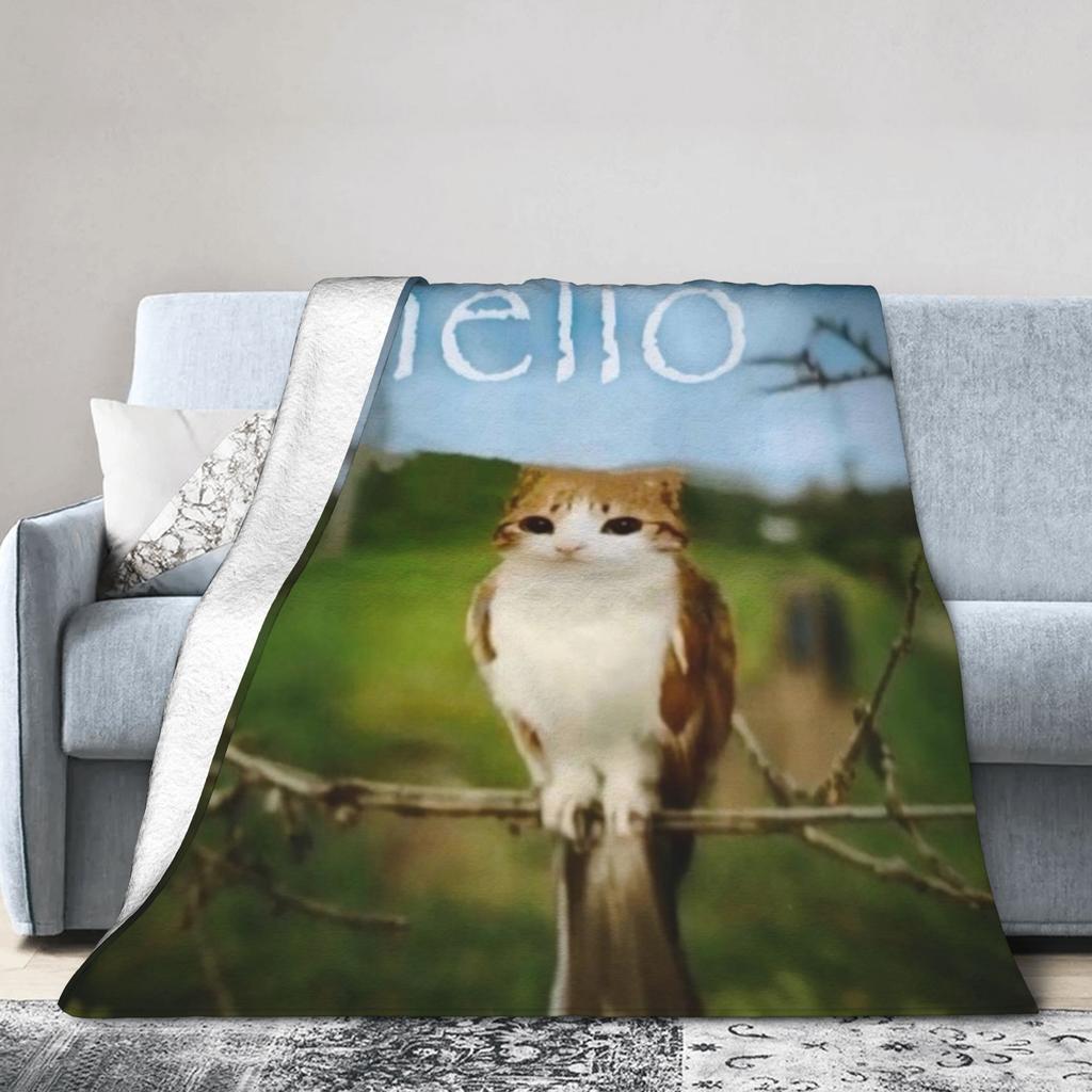 Hello Meowl CatOwl  Blanket Flannel Decoration  Multi-function Ultra-Soft Throw Blankets for Bed Couch Bedding Throws