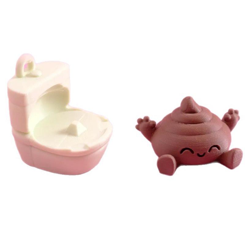 Happy Poop Toilet Ornament 3D Printed Funny Pendant Decoration for Bathroom & Desktop Novelty Gifts for Friends