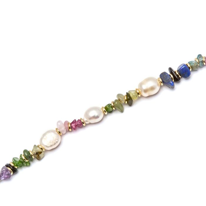 Bracelet - Luxenter - Kasyo - Pierre naturelle multicolore - finition or jaune 18K - 16,5 cm + 3,5 cm d'extension