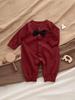 Unisex Red Baby Romper: 100 Days Full Moon Festive Outfit, Pure Cotton, Spring/Autumn, New Year Horse Theme.