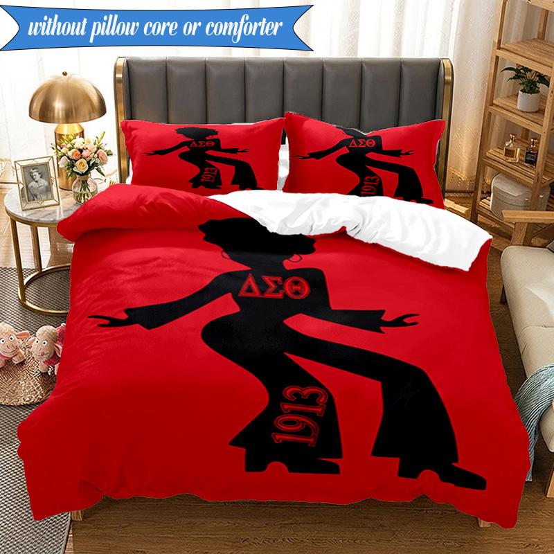 3PCS Delta Sigma Theta Bedding Set 2D Printing (Includes 1 Duvet Cover + 2 Pillowcases Coreless), Bedroom decor,Fan Gift