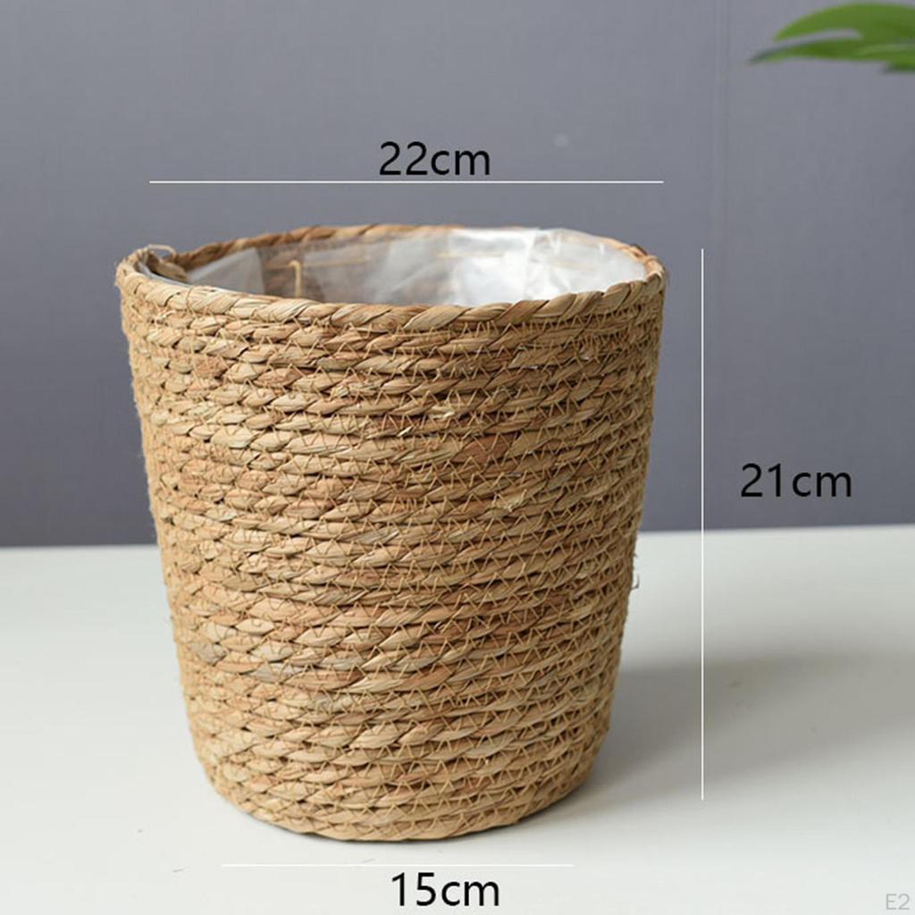 Plant Pots Replacement Containers Color with Waterproof Plastic Liner Woven Rattan Pot