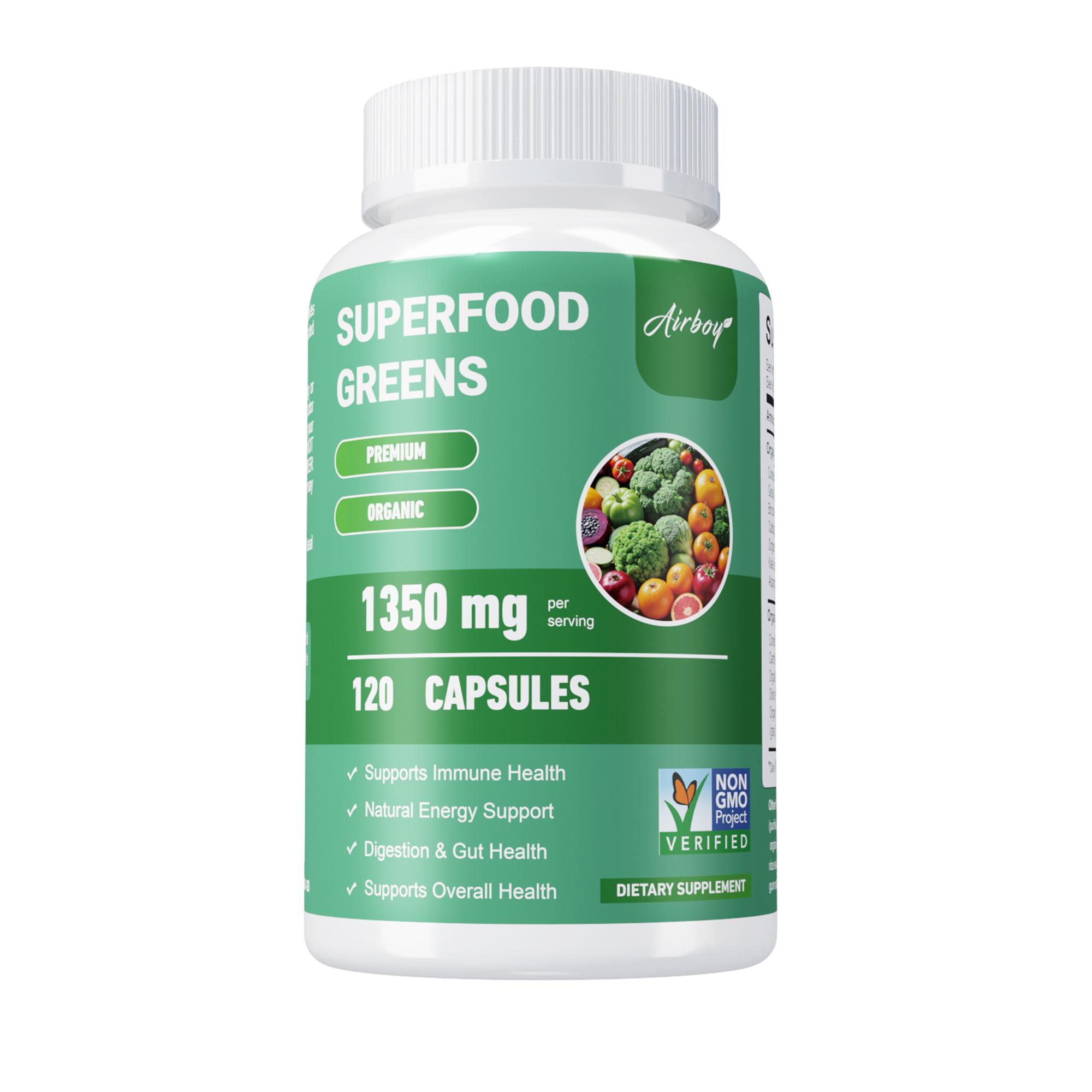 Airboy Dietary Supplements, Containing Alfalfa, Beetroot, and Ginger Complex Extracts, for Energy Regulation, Gut Health and Protection 120*1