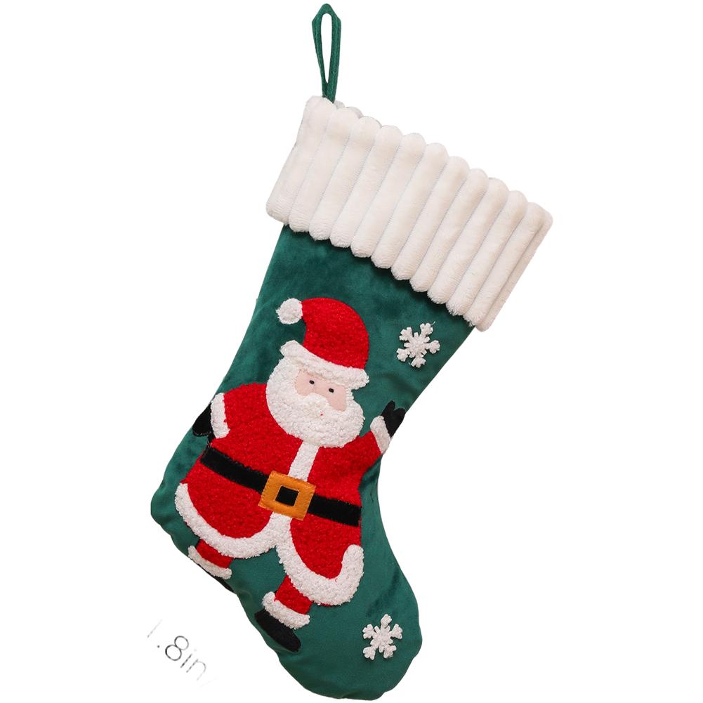

Christmas Stockings for Tree 37x26cm Cloth Material with Embroidered Holiday Designs and Convenient Hanging Loop зелёный