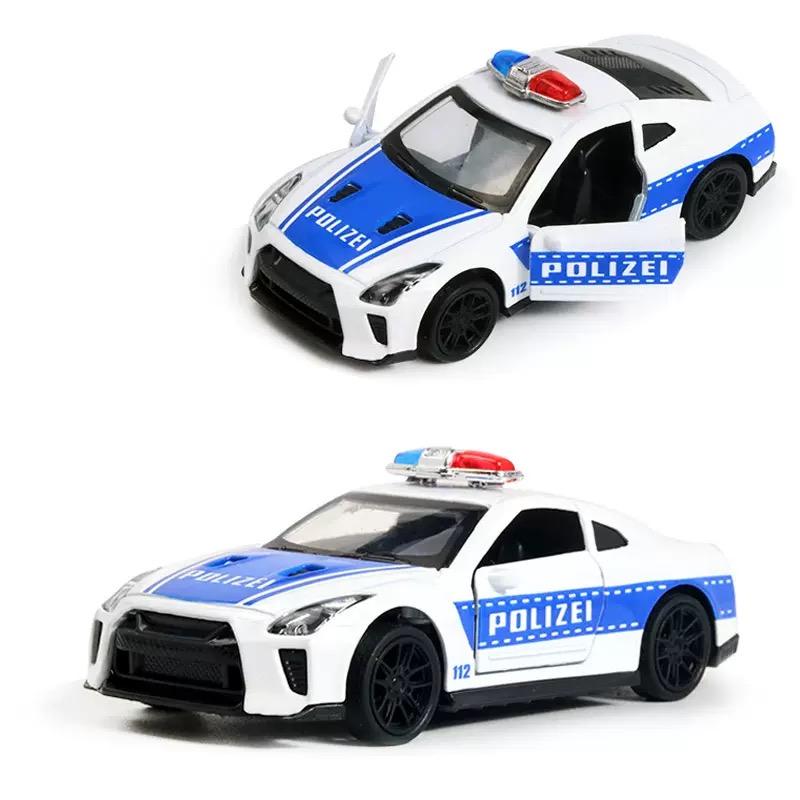 1:43 High-end Police Car Alloy Car Model Children's Car Toy Can Open the Door Pull Back Ornaments Collection Mini Car