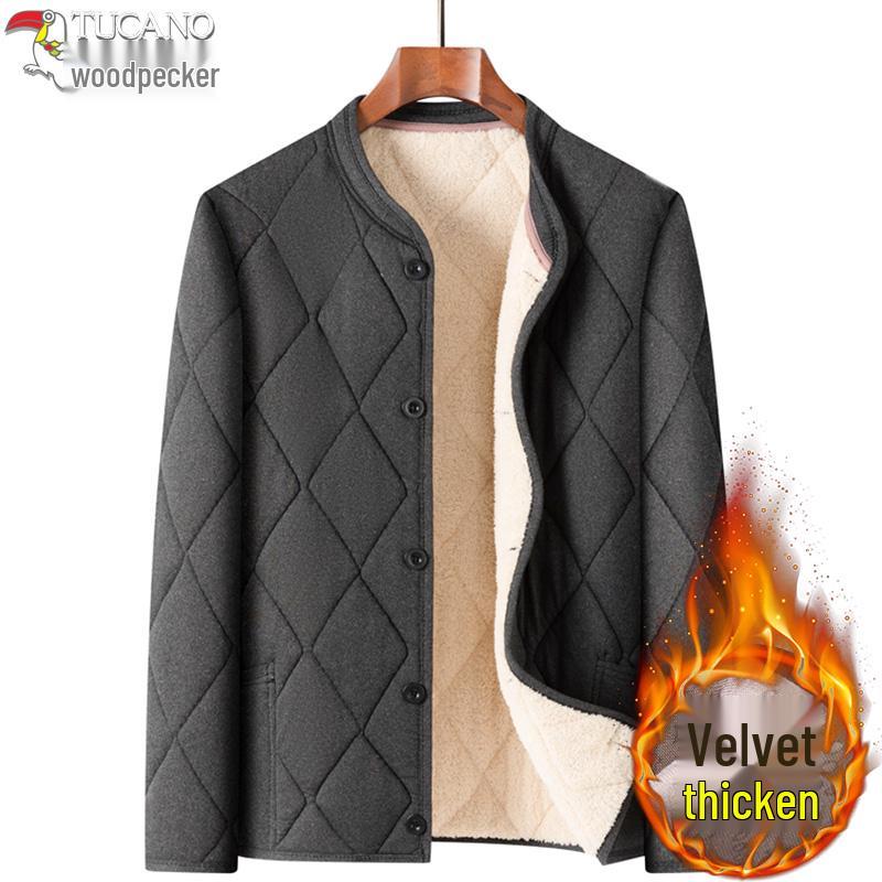 Woodpecker Men s Fleece-Lined Cotton Jacket: Warm Winter Base Layer for Dad L for 100-120 lbs