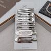 8Pcs/Set Vintage Silver Y2K Hair Clip Set Duckbill Clip Side Clips Retro Hairclip  Women Girls