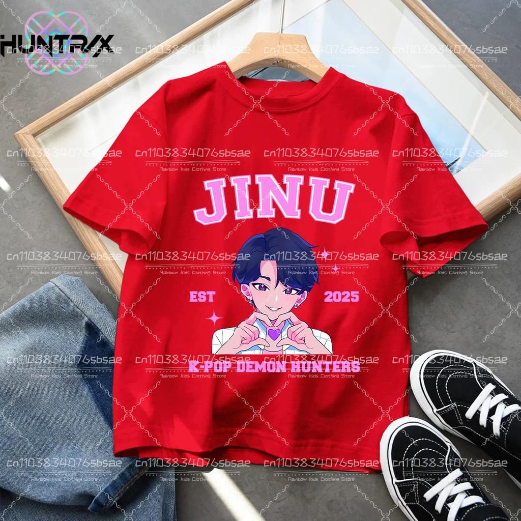 Summer Kpop Demon Hunters Children's Clothing Short Sleeve T-shirt Cute Kpop Demon Hunters Tiger Harajuku Tshirt for Boys Girls