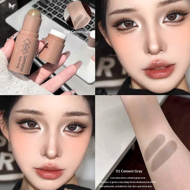 Cappuvini Doppia Testa Bronzer Viso Stick Contouring Trucco in Crema Lunga Durata Liscio Correttore Schiarire il Viso Contouring Con Pennello