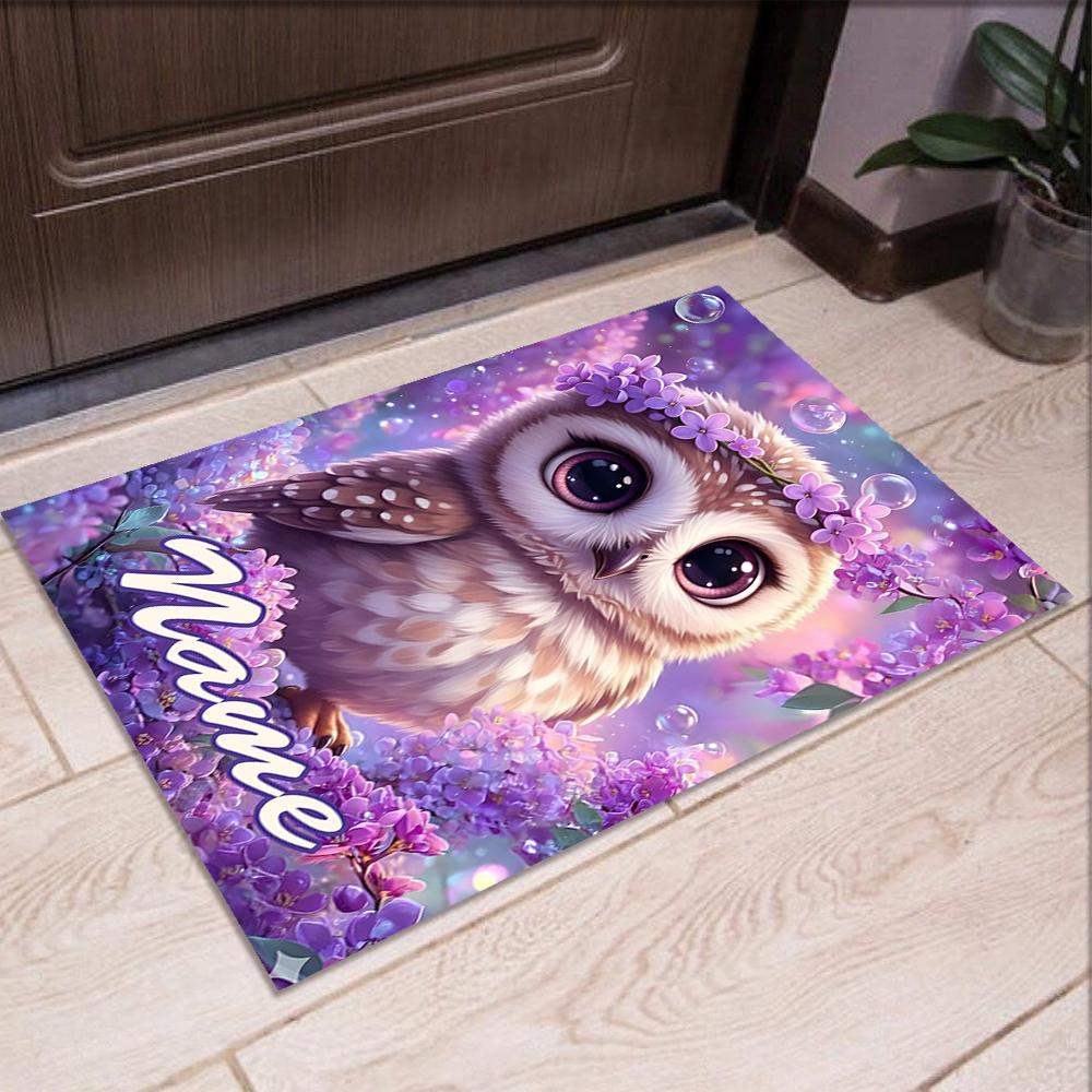 Custom Name Owl Printed Carpet,Rug for Office Chair Living Room Bedroom Kitchen Room Decor Gifts.