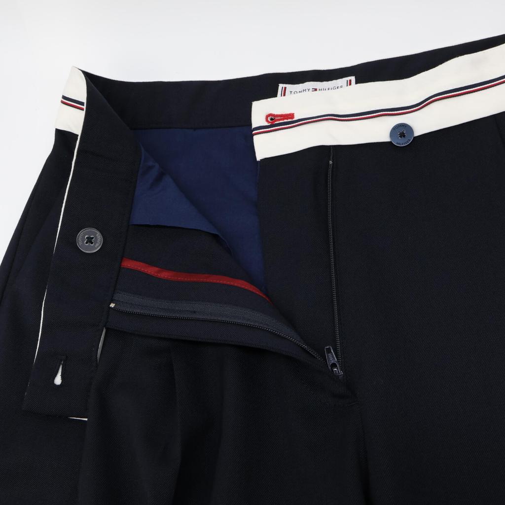 TOMMY HILFIGER WW44155 Navy Preppy Wide Leg Pants Bottoms 36 NavyUsed