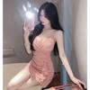 Spicy Girl V-Neck Ruffled Bodycon Dress with Irregular Pleats
