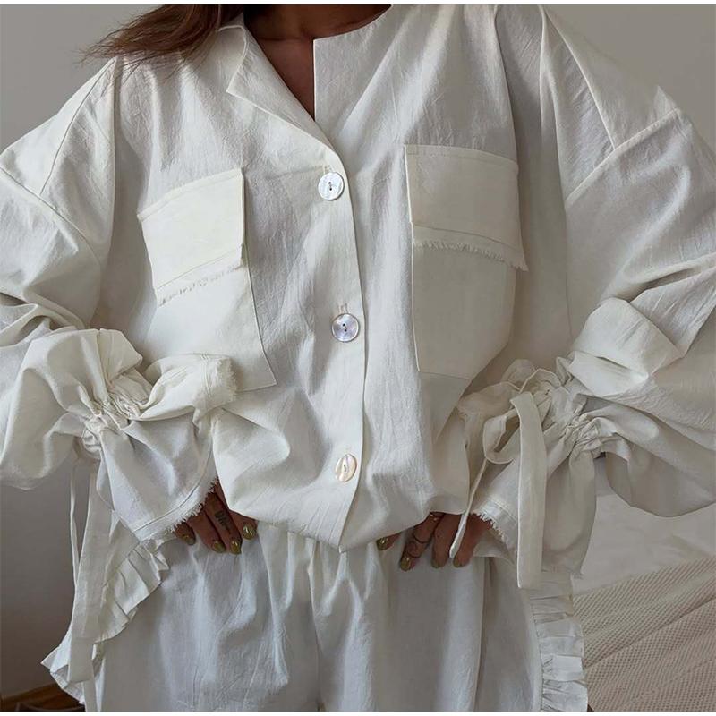 New Early Spring High-End Home Wear Solid Color Suit Set for Women Suits with Shirt and Shorts Casual Fashion Two-Piece Outfit