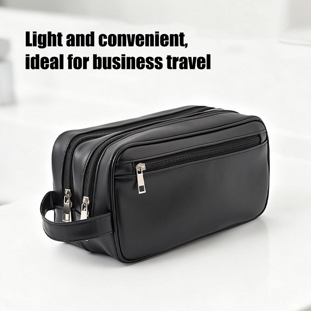 Herren-Kulturtasche aus Leder für Reisen und Geschäftsreisen, tragbare Kosmetiktasche mit großer Kapazität und mehreren Taschen, handliche Kulturtasche aus Leder