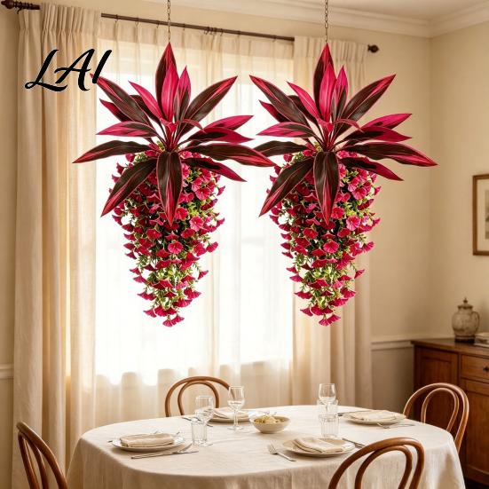 Fake Hanging Flowers for Decoration Artificial Flowers Plants Outdoors UV Resistant Faux Indoor Flower Ornaments Outdoor Greenery Porch Patio,
