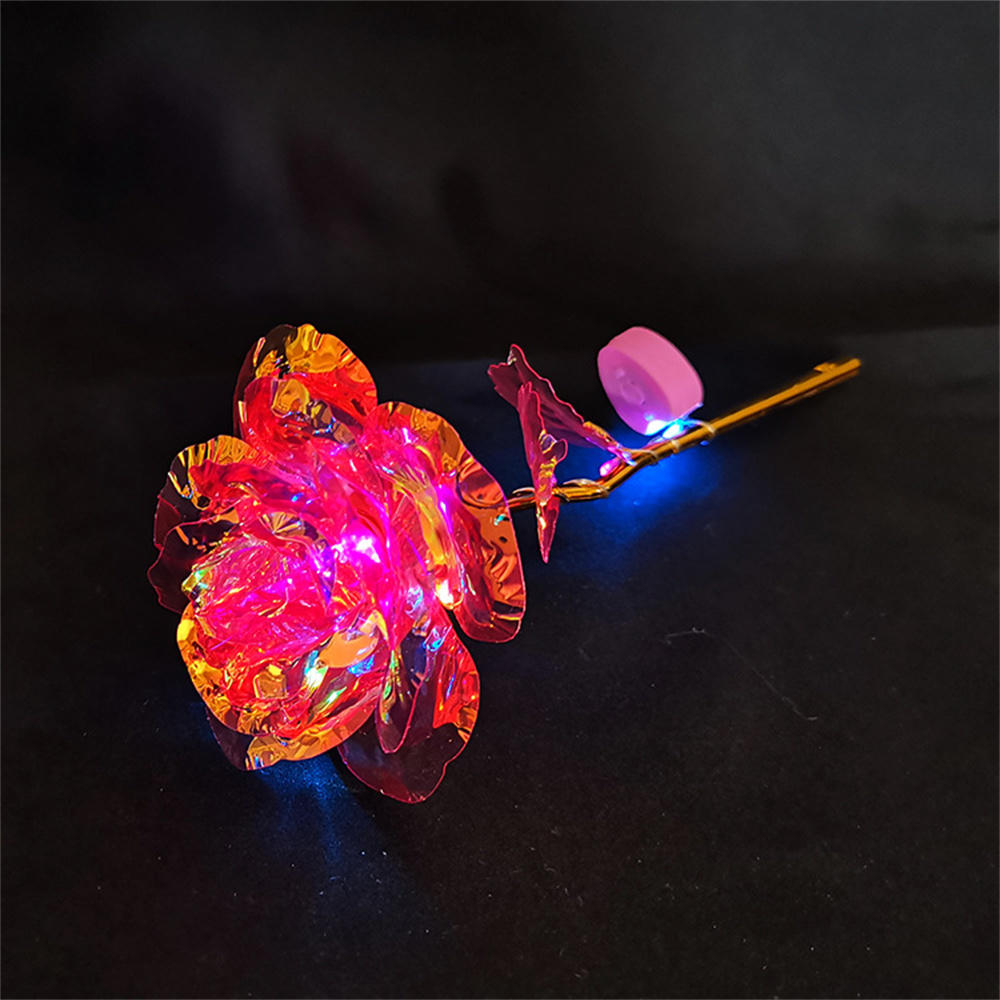1pcs Led Light Up Glowing Roses Red Flower Bouquet Led Flash Handheld Valentine's Day Glow Party Wedding Decoration