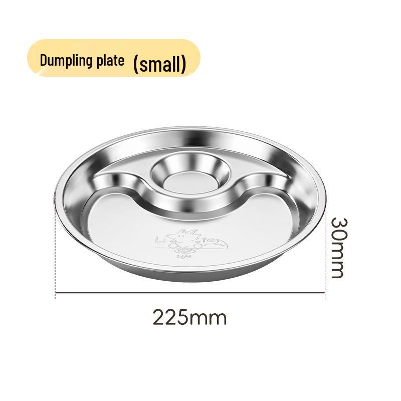 304 Stainless Steel Round Meal Tray for Kindergarten Students and Babies: Compartment Plate for Solid Foods and Dumplings Round Divided Plate