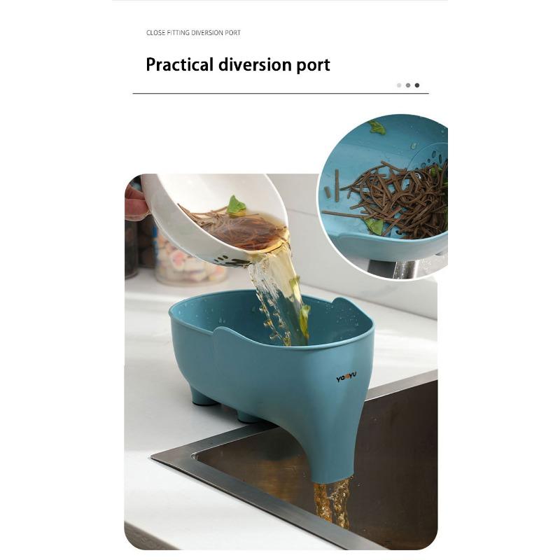 Elephant Drain Basket Multi-purpose Kitchen Storage Drain Basket Household Fruit and Vegetable Wash Basket Basket Plastic Drain Basket Sink Filter