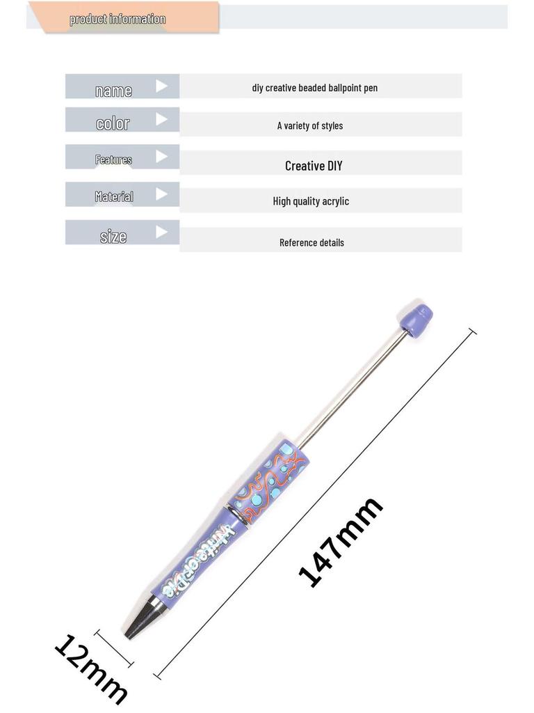 Rotating Acrylic Beaded Pen with Creative UV Printing for Students