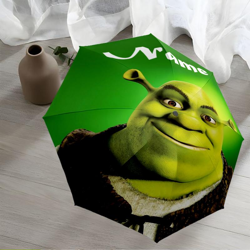 Custom Name Shrek Theme Automatic Umbrella, Lightweight & Portable, 8 Rib, Perfect for Outdoor Travel, Birthdays, Christmas, Gifts.