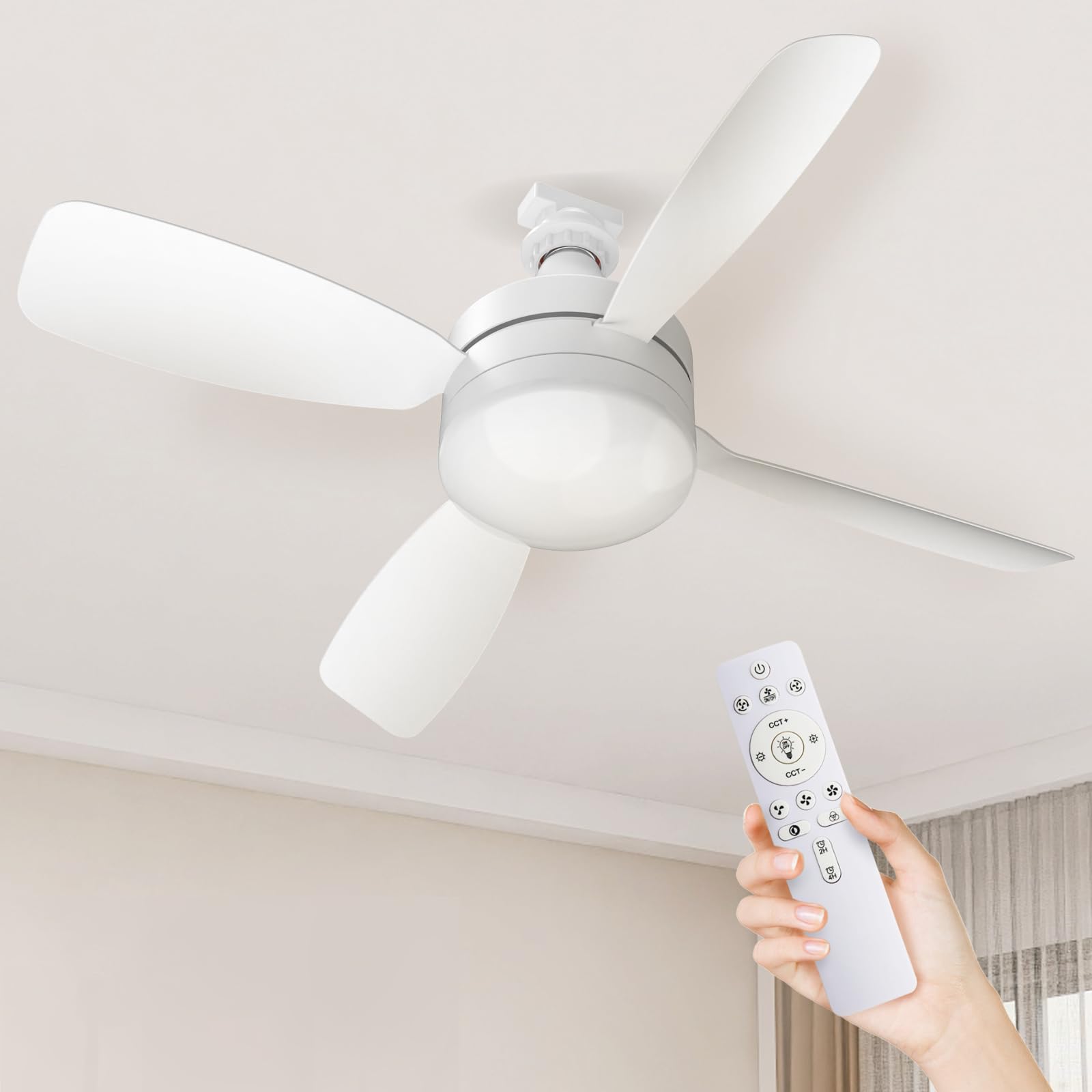 

TANKAO LED Ceiling Fan, 28W, 3000lm, E26, with Wall Switch and Remote Control Memory Function, Night Light, Ceiling Light, Energy-Saving,