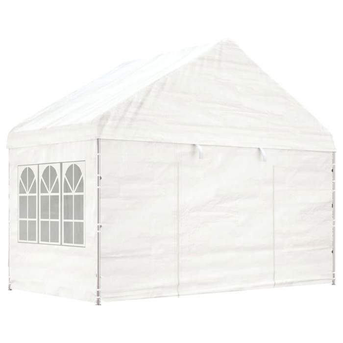 VidaXL Belvédère avec toit blanc 13,38x4,08x3,22 m polyéthylène, tente de fête, chapiteau, abri à auvent, pavillon, tente 3155490
