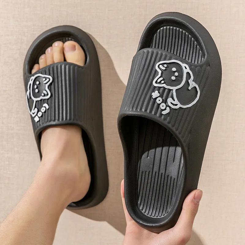 Fashion Thick Bottom Cloud Slides Women Fashion Dog Soft Sole Platform Slippers Woman Summer Light Non-Slip Bathroom Bathing Slippers