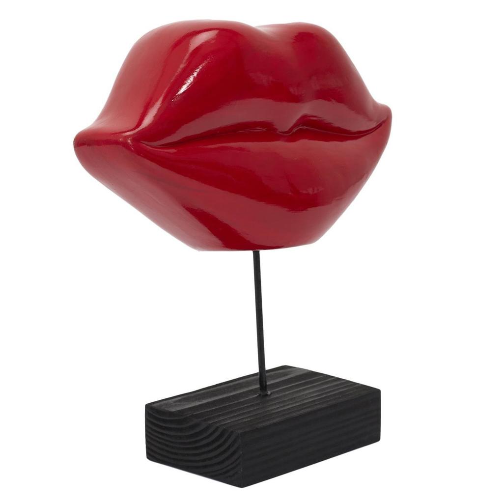 ROTE LIPPEN POP-ART Keramikdekoration 10,5 cm