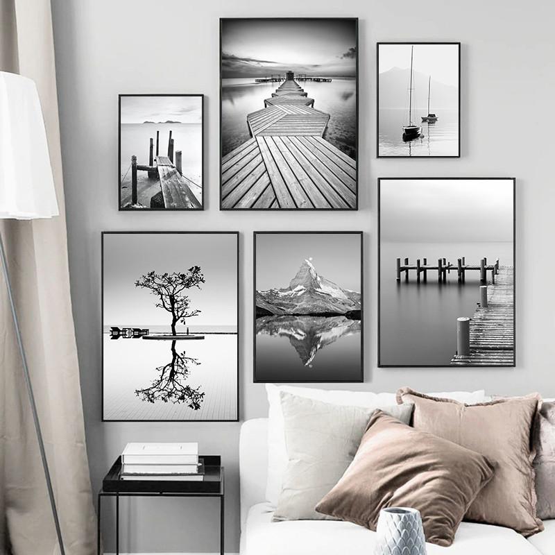 

Scenery Printing Wall Art Picture Modern Home Decoration Minimalist Black White Bridge Art Canvas Painting Poster