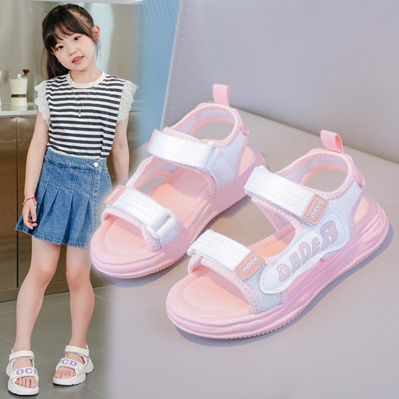Summer Open Toe Soft Sole Girls Sports Princess Sandals Casual Student Kids Beach Shoes