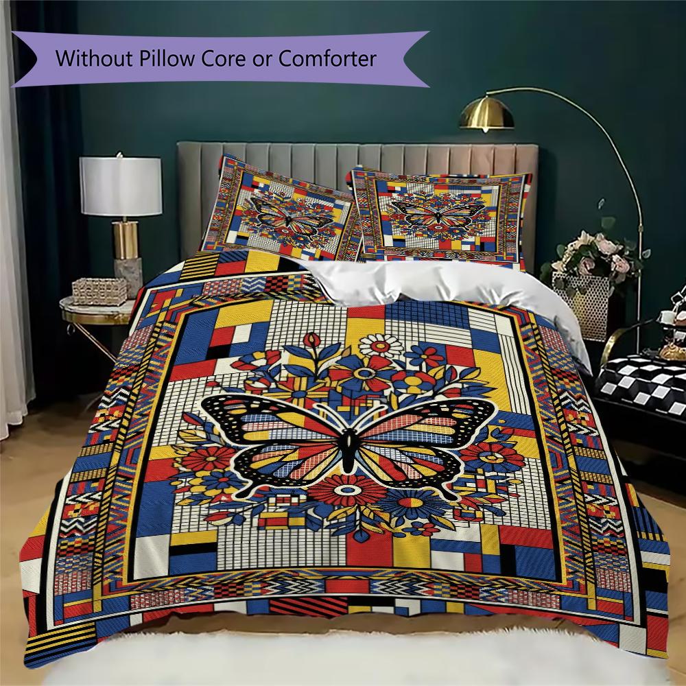 Butterfly Decoration Pattern Bedding Uilt Set Uilt Cover Pillowcase Home Decoration Birthday Gift (1 * Duvet Cover + 2 * Pillowcase Without Core)37
