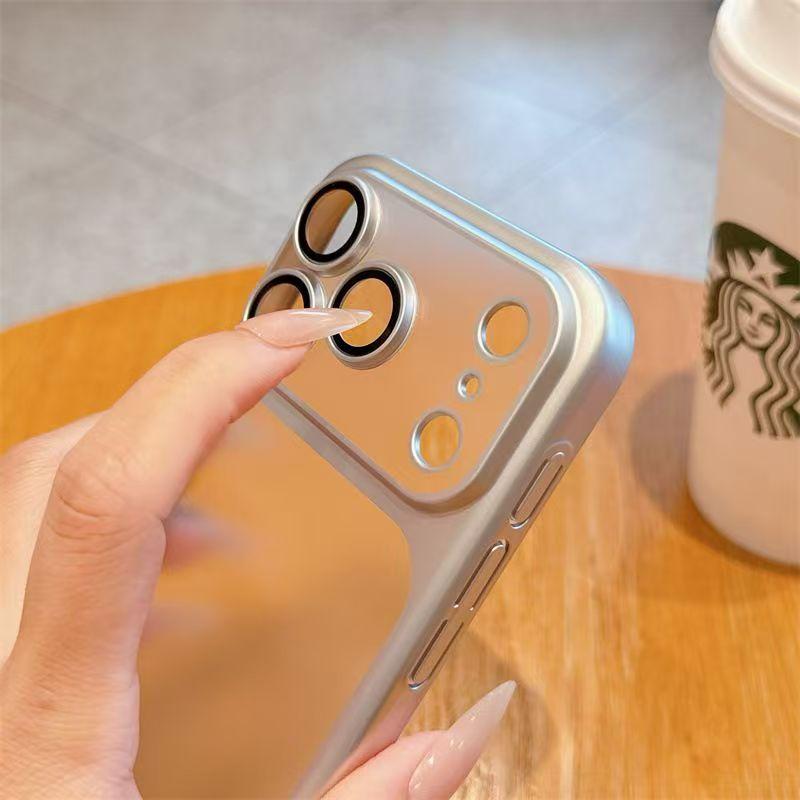 Luxury Matte Translucent Phone Case For iPhone 17 16 15 14 13 Pro Max 17Pro 16Pro Air Lens Protection Plating Bumper Cases Cover