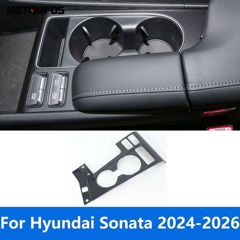 For Hyundai Sonata 2024 2025 2026 Carbon Fiber Center Console Gear Shift Box Panel Cover Trim Cup Holder Interior Accessories