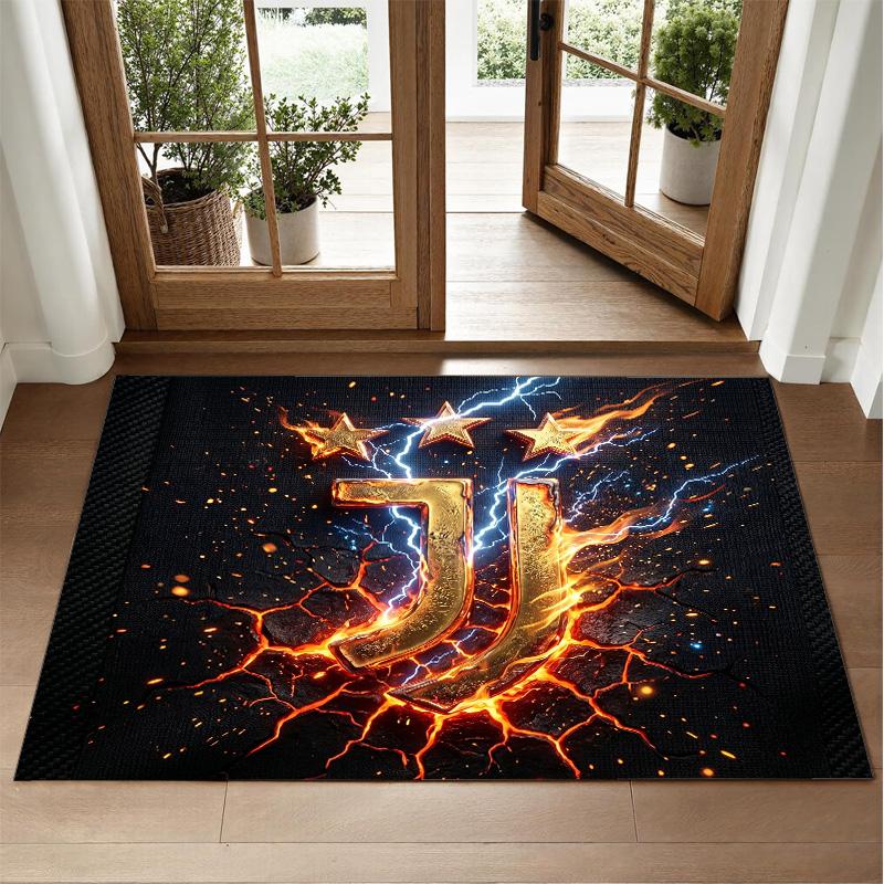 Juventus FC Design Crystal Velvet Rug Soft Decorative Mat for Bedroom Entrance