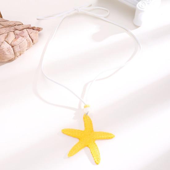 Holiday Starfish Necklace Resin Starfish Pendant Necklace Adjustable String Coastal Necklace for Women Girls Summer Beach