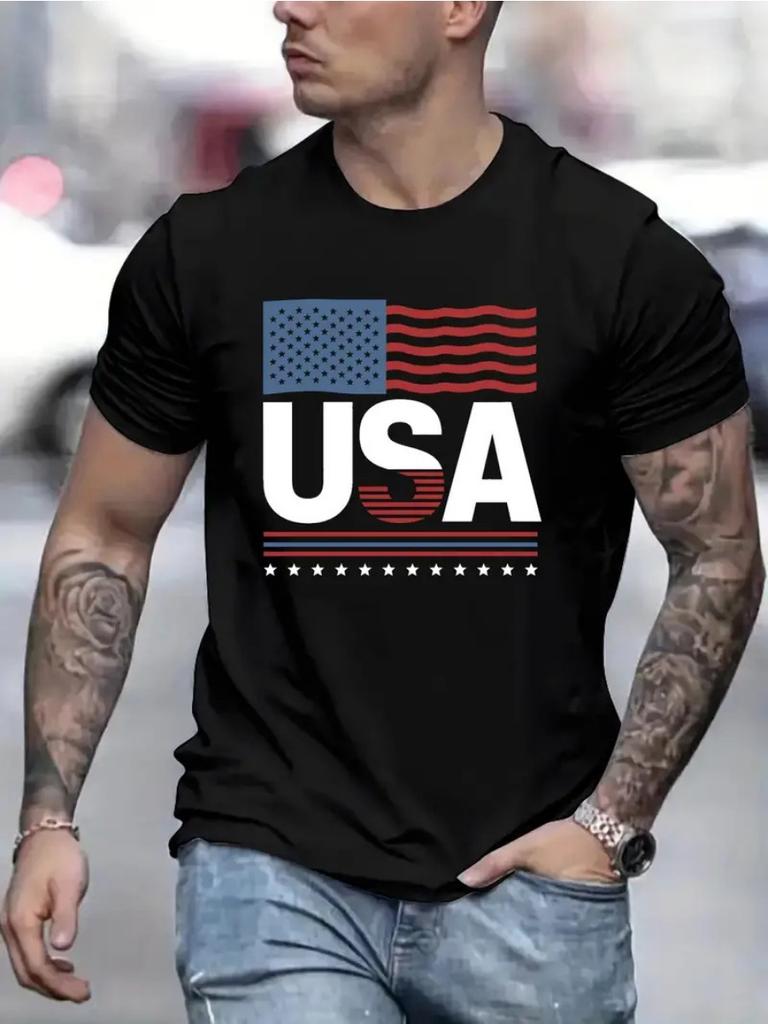 Summer Daily Casual Men's T-Shirt Fashion Letter 3D Printed Round Neck Short Sleeve Loose Comfortable Short Sleeve