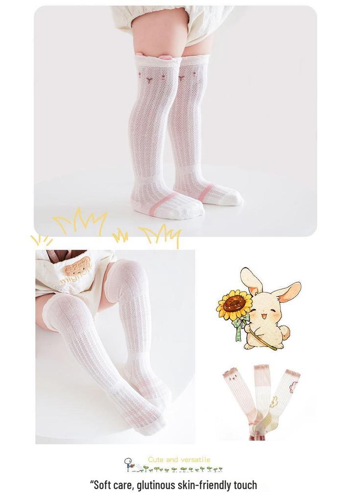 Breathable Cartoon Over-the-Knee Mesh Socks for Infants and Toddlers