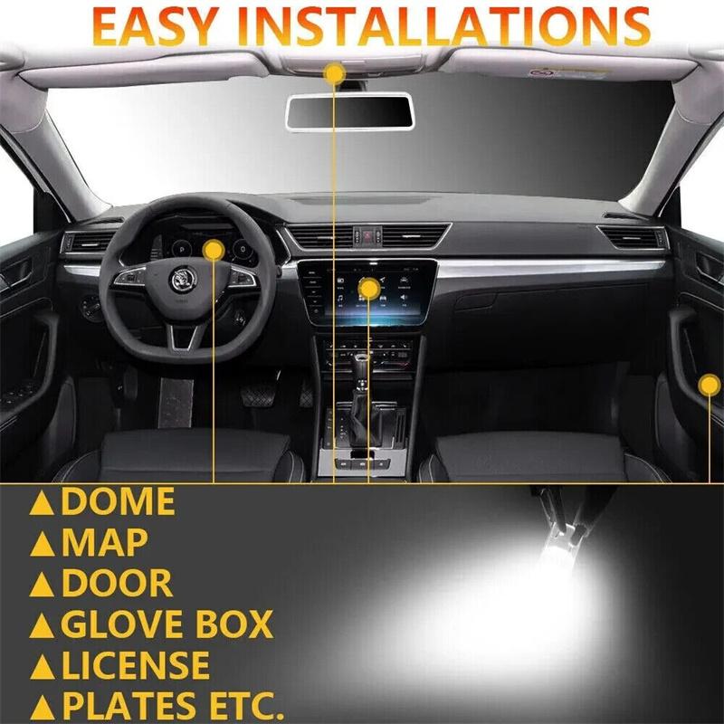 W5W Led T10 Car Light Cob Clear 6000K Auto Automobiles Motor License Plate Lamp Dome Light Reading Drl Bulb Style 12V
