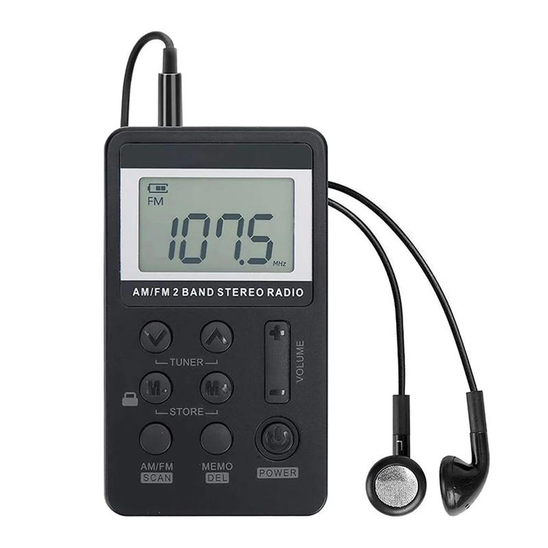 Portable Radio FM/AM Dual Band Stereo Digital Portable Mini Radio Receiver with LCD Display Rechargeable BatteryJAS