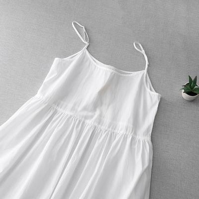 White Suspender Dress Women's 2025 Summer New Loose Small Fresh Cotton Sleeveless Solid Color Splicing Long Skirt