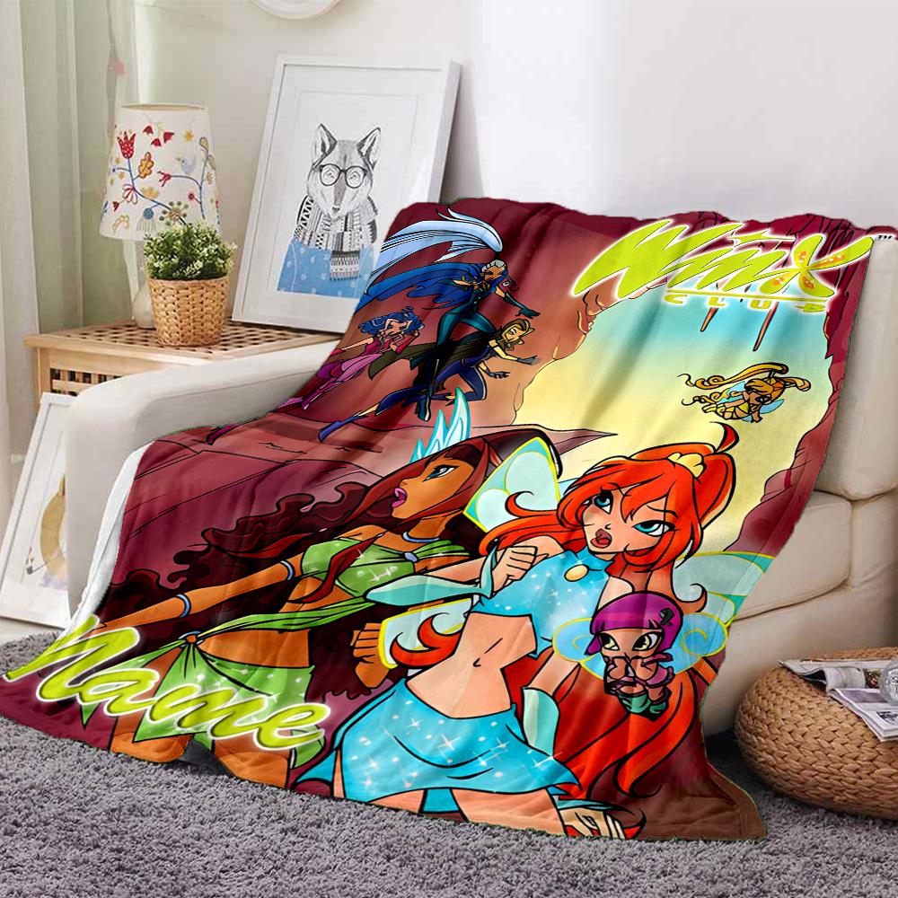 Customiz Name Personality Winx Club Blanket Soft &Warm Sofa Office Bed Travel Lunch Break Blanket, Gift Suitable All Seasons