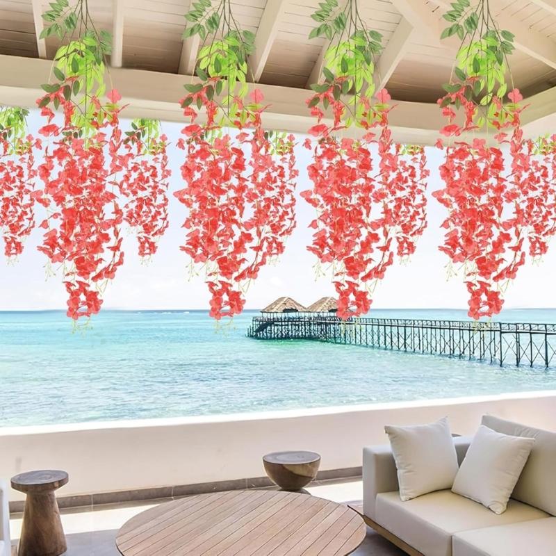 12Pcs Realistic Wisterias Artificial Flower For Home Wedding Party Decoration Durable Plastic Hanging Stem