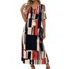 Women's Dresses Casual Printed V-Neck Short Sleeve Loose Long Dresses