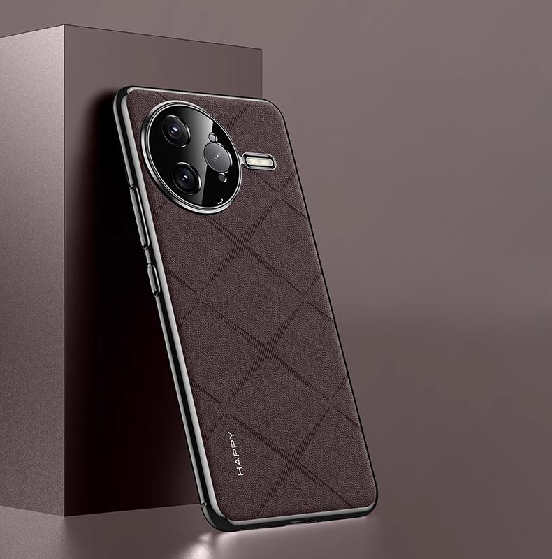 

Ударопрочный кожаный чехол для телефона POCO F7 Pro F7 Ultra Plating Camera Lens Ptotection Hard Bumper Shell для POCO F7Ultra F7Pro for POFO F7 Ultra коричневый